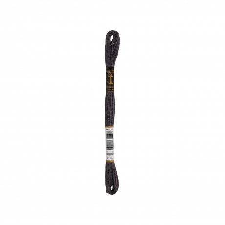 Meada de linha de bordar Anchor Stranded Cotton, filosele cor 236 cinzento Meada de linha de bordar Anchor Stranded Cotton, filosele cor 236 cinzento
